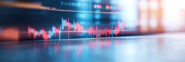 Abstract financial data visualization with colorful graphs and charts.