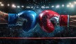 © 2Nusaibah - Boxing gloves clash in a ring, sparks fly