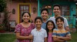 © Kevin - Familia centroamericana sonríe con calidez mientras posa unida frente a su casa, reflejando orgullo, amor y la esencia de su vida cotidiana.