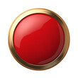 © shabbir - A shiny red button with a golden frame isolated on transparent background
