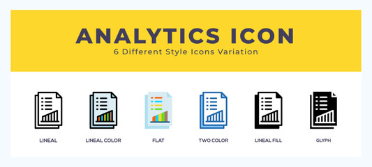 Wall Mural - analytics icon set with different styles. vector illustration.