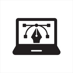 Laptop with graphic design software interface illustration