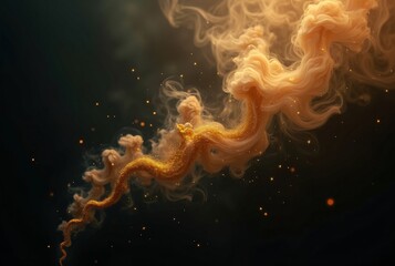 Wall Mural - orange smoke on black