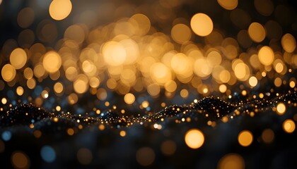 Wall Mural - abstract glitter lights background in gold and black with defocused sparkle