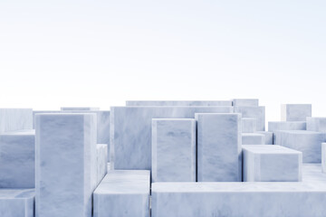Wall Mural - 3D render design, Ice Snow Square rectangle box, block and cube podium background. concept display scene stage platform showcase, display product, banner, mockup or etc