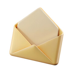 3d rendered beige envelope with blank note isolated on transparent background
