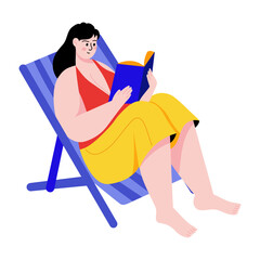 Canvas Print - a flat style illustration showing a person reading book