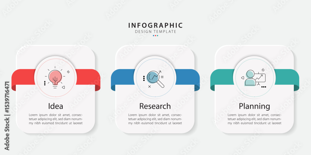 Vector infographic template design. 3 Step timeline journey. Process ...