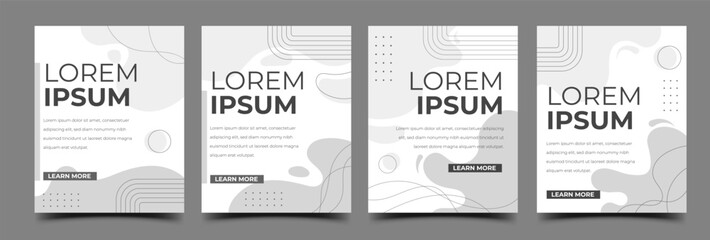 Wall Mural - grayscale social media post template design. minimal flat texture with line ornament, with place for