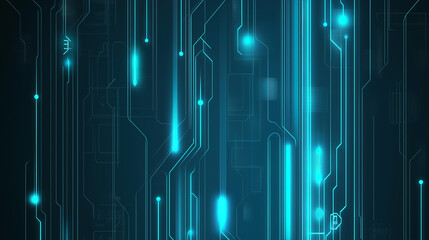 Futuristic blue circuit lines on geometric tech background, symbolizing digital innovation and advanced technology