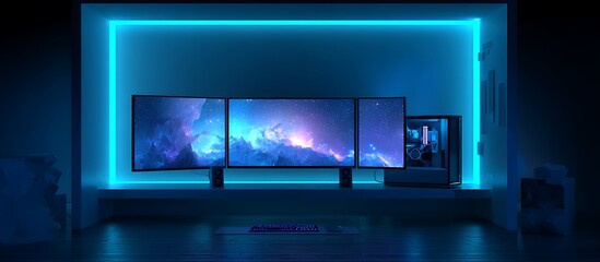 Wall Mural - futuristic tech-inspired 4k wallpaper with blue circuit board design elegant 4k computer background 