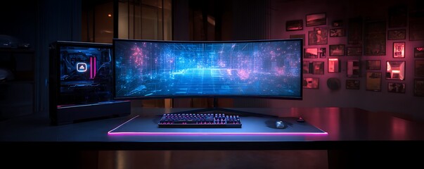 Wall Mural - 4k ultra hd computer wallpaper with dark mode abstract geometric patterns crystal clear nature lands