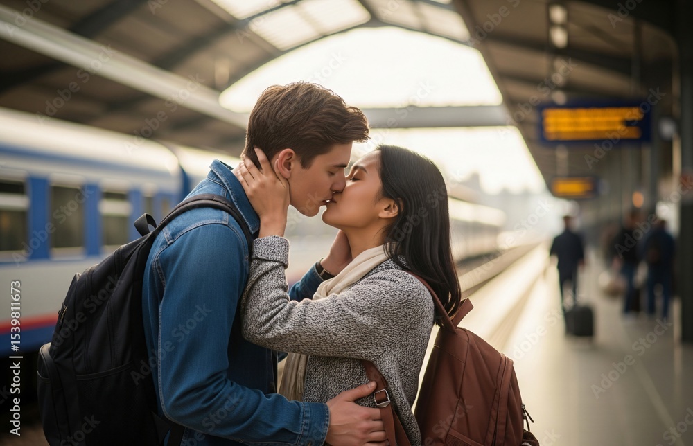 Lovers captured in emotional kiss during golden hour light, magical ... - Slideopen Emotional Kiss