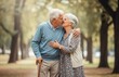 © Thatchakon - Aged couple kissing in their garden surrounded by flowers, representing growth and enduring love on International Kissing Day