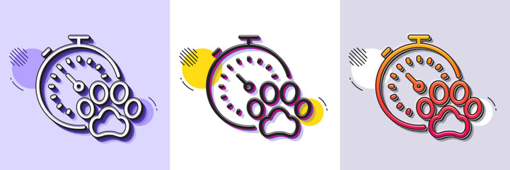 Wall Mural - dog competition line icon. halftone dotted pattern. gradient icon with grain shadow. pets timer sign