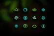 © Cantika - Neon Green and Blue Line Icons on Dark Background