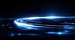 © Generative AI - High speed glowing light trails moving in a circular motion on dark background