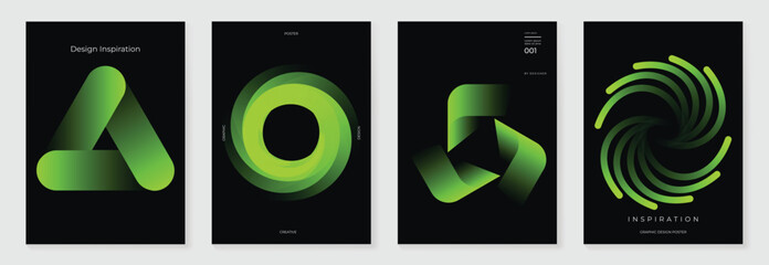 Wall Mural - modern gradient poster background vector set. cover template with vibrant perspective geometric pris