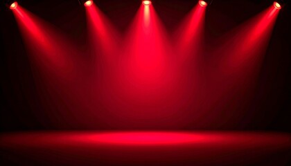 Wall Mural - a bright red stage spotlight illuminates a textured backdrop with a dynamic pattern, creating a glow