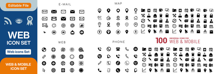 web development set of web icons in line style. developer icons for web and mobile app. code, api, p