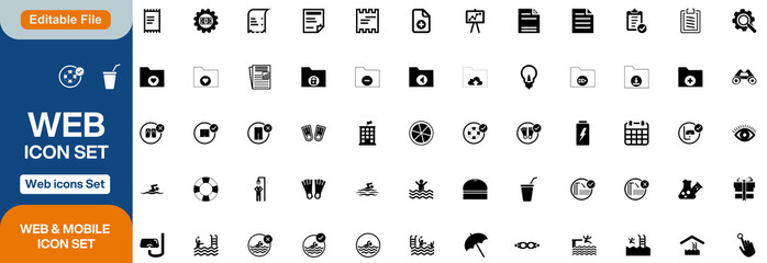 web development set of web icons in line style. developer icons for web and mobile app. code, api, p
