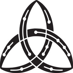 Wall Mural - A black and white graphic of a triquetra symbol with connected dots on a white background design element