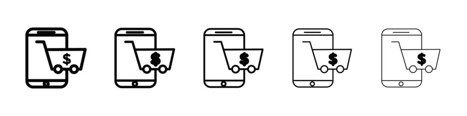 E-Business mobile icon isolated vector on white background set