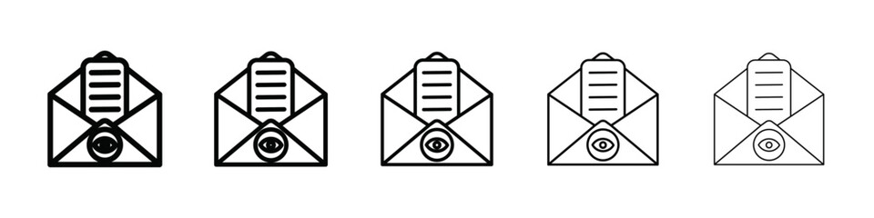 Email View Icon isolated vector on white background set
