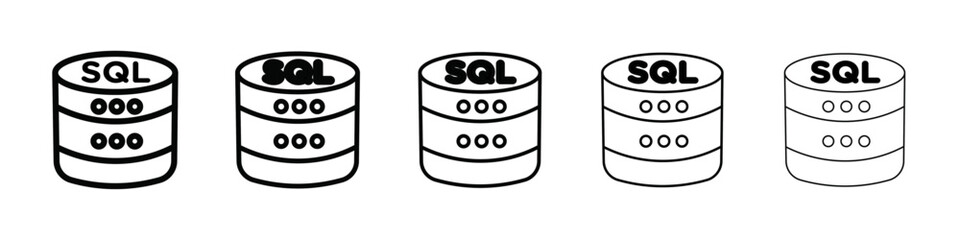 SQL server icon isolated vector on white background set