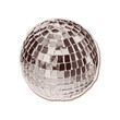 © Olesia Maf - Trendy halftone collage of a mirror disco ball cut out an old newspaper. Isolated vector illustration grayscale retro sticker with Bitmap and Dots texture. Vintage aesthetic, 80s - 90s vibe, nostalgic