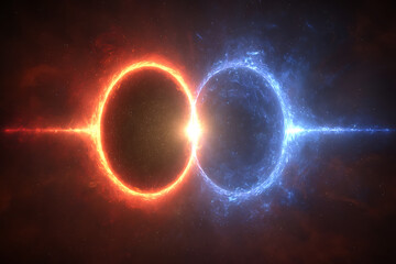 Wall Mural - Fiery and icy cosmic rings intertwined in space