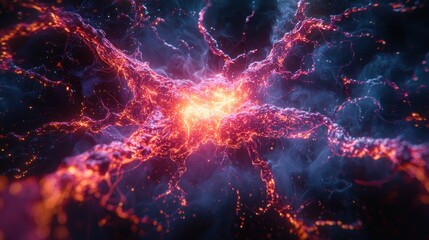 Wall Mural - Abstract digital art of fiery, swirling energy