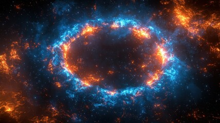 Wall Mural - Abstract fiery ring in a cosmic backdrop