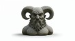 © Ksenia - Horned god statue isolated on white background, stone sculpture, photorealistic front view, detailed
