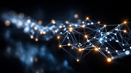 Wall Mural - network connection: abstract representation of a network connection, showing glowing nodes and conne
