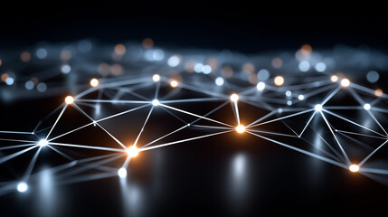 Wall Mural - network of interconnected nodes: abstract network of interconnected nodes glowing with light, symbol