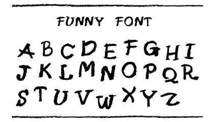 Wall Mural - english alphabet hand-drawn in a crayon. capital white letters in chalk, pastel, or wax style. highl