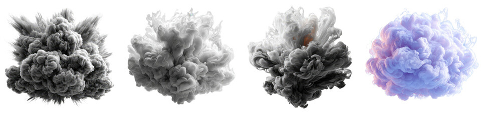 Wall Mural - dynamic smoke clouds in various shapes and colors for creative use