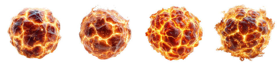 Wall Mural - explosive fireball animation sequence with dynamic energy effects