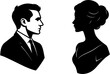 © Creative Studio - Minimal black silhouettes of male and female busts, symbolizing gender, people, and diversity, perfect for profile icons, social media, business, and design projects