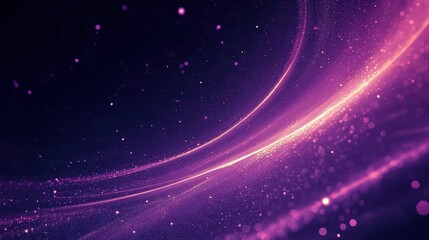 Wall Mural - abstract glowing purple and pink light trails with sparkling particles on a dark background create a