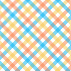 Wall Mural - Colorful gingham seamless pattern.Multicolor checkered tartan plaid repeat pattern in blue orange yellow white.Geometric vector illustration background wallpaper.Texture for fabric and prints.