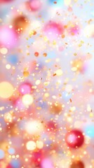 Wall Mural - Colorful Confetti Burst: A vibrant explosion of colorful confetti and sparkling lights creates a joyful and celebratory atmosphere.
