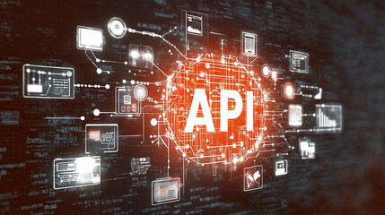 Glowing red API representing coding structure