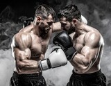 Silhouetted Mixed Martial Arts Clash