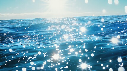 Wall Mural - horizon view of a calm ocean with sparkling sunlight dancing across the water’s surface