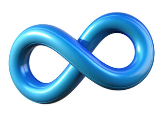 3d shiny blue infinity symbol isolated on transparent background