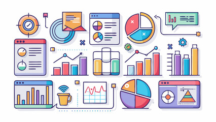 Wall Mural - a comprehensive set of flat vector business icons for web, mobile, and office designs, perfect for f