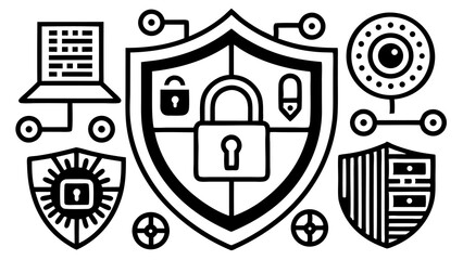 Wall Mural - coat of arms with shield vector icon set for web design