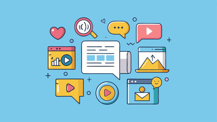 Wall Mural - flat vector social media network icons set for web design, business, and mobile app development